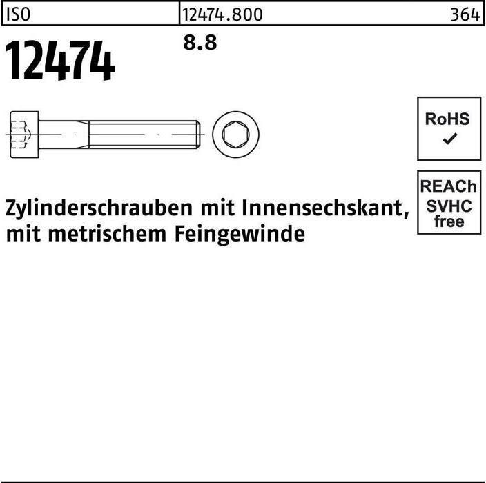 Actual product image Cheese head screw ISO 12474 w.hexagon socket M 8 x1 x 16 8.8 (200 Screws per piece)