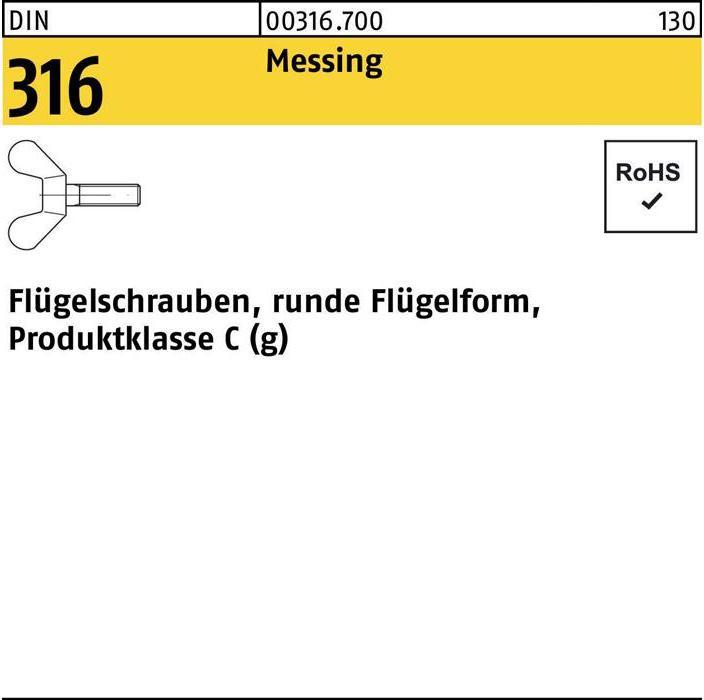 Produktbild Flügelschraube DIN 316 M 8 x 30 Messing (50 Schrauben pro Stück)