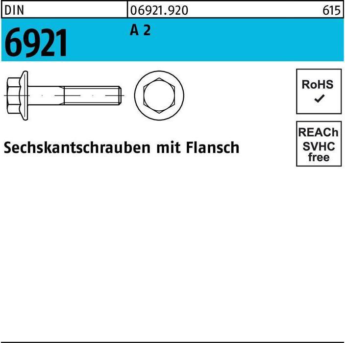 Produktbild Reyher Sechskantschraube DIN 6921 m.Flansch M 6 x 35 A 2 (200 Schrauben pro Stück)