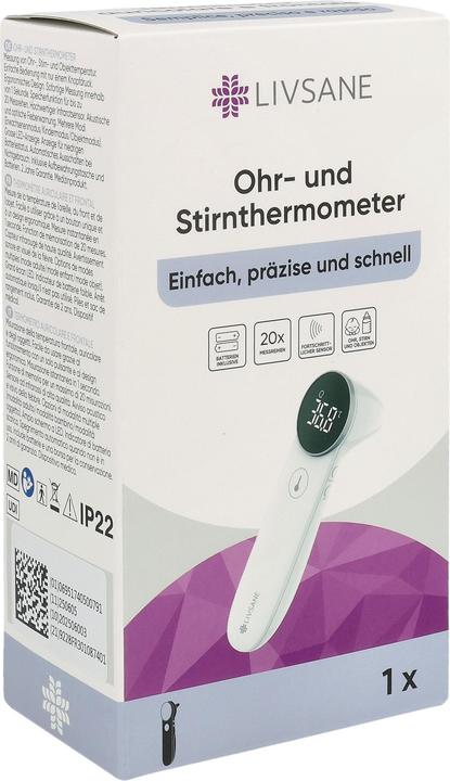 Immagine prodotto Livsane Ohr- und Stirnthermometer Box (Auricolare, Fronte)