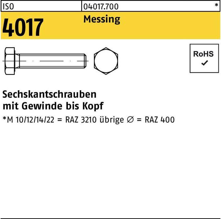 Produktbild Bufab Sechskantschraube ISO 4017 VG M 16 x 70 Messing (10 Schrauben pro Stück)