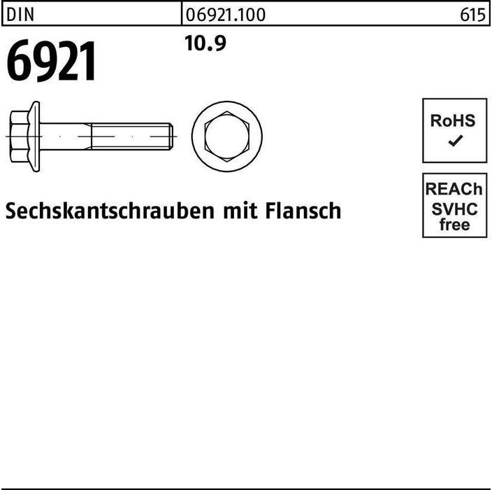 Produktbild Sechskantschraube DIN 6921 m.Flansch M 16 x 60 10.9 (50 Schrauben pro Stück)