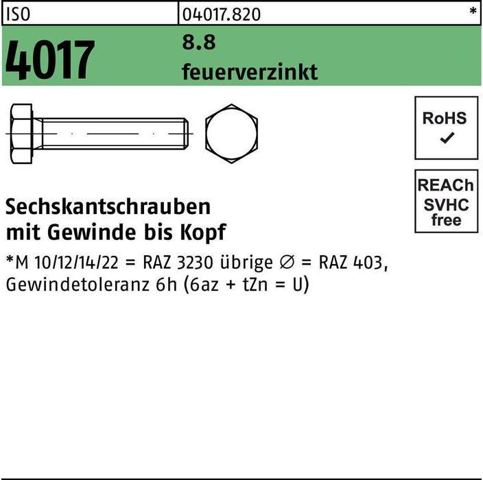 Actual product image Bufab Hexagon screw ISO 4017 VG x280mm (1 Screws per piece)