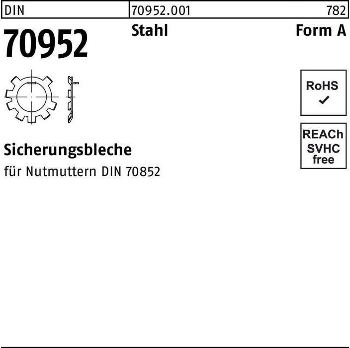 Produktbild Sicherungsblech DIN 70952 A 70 Stahl f.Nutmuttern DIN70852