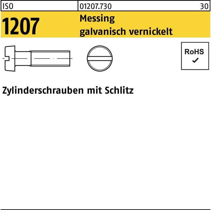Produktbild Reyher Zylinderschraube ISO 1207 m.Schlitz M 4 x 16 Messing galvanisch vernickelt (200 Schrauben pro Stück)