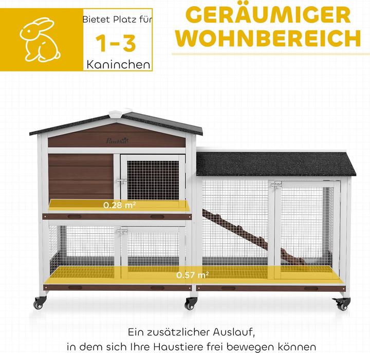 Actual product image PawHut Kaninchenstall Tannenholz, Stahl Braun