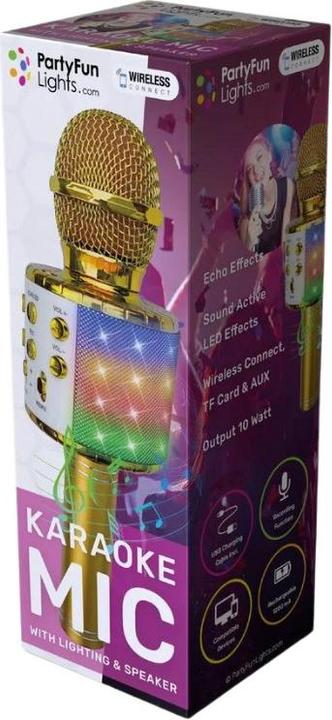 Immagine prodotto Toyrock Party Fun Lights - Microfono per karaoke con altoparlante - Oro (605602)