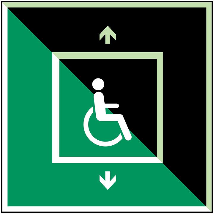 Energy Label Brady ISO safety sign - Evacuation lift for people who cannot use stairs