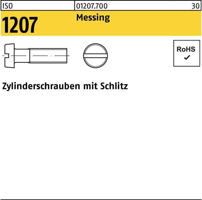 Produktbild Zylinderschraube ISO 1207 m.Schlitz M 8 x 40 Messing (100 Schrauben pro Stück)