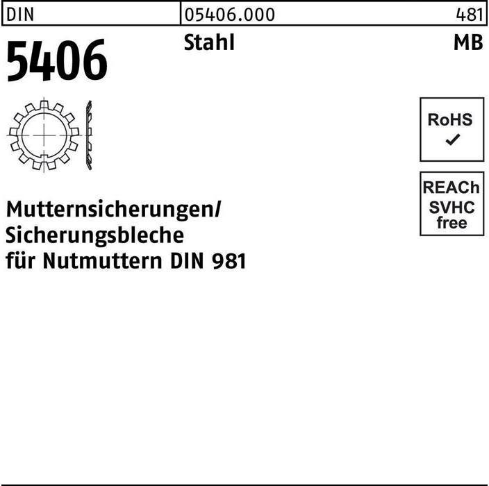 Produktbild Sicherungsblech DIN 5406 MB 22/M110x2 Stahl f.DIN 981