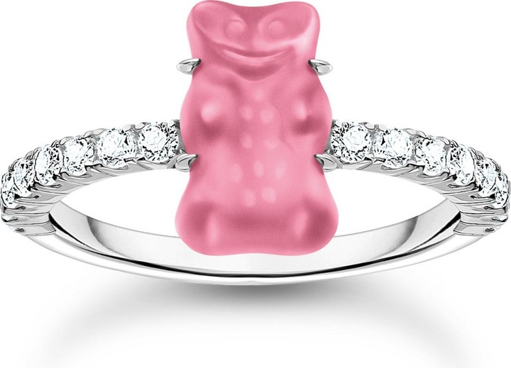 Immagine prodotto Thomas Sabo Anello con mini orsetto e pietre in oro rosa (58, 925 Argento)
