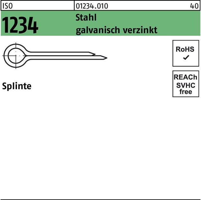 Actual product image Split pins ISO 1234 2 x 10 galvanised steel