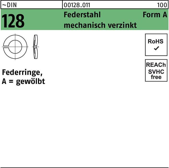 Produktbild Federring DIN 128 A 14 Federstahl mechanisch verzinkt