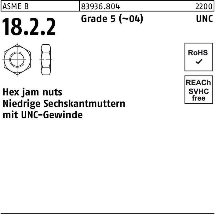 Produktbild Reyher Sechskantmutter R 83936 m.UNC-Gewinde niedrig 5/16 Grade 5 (04)