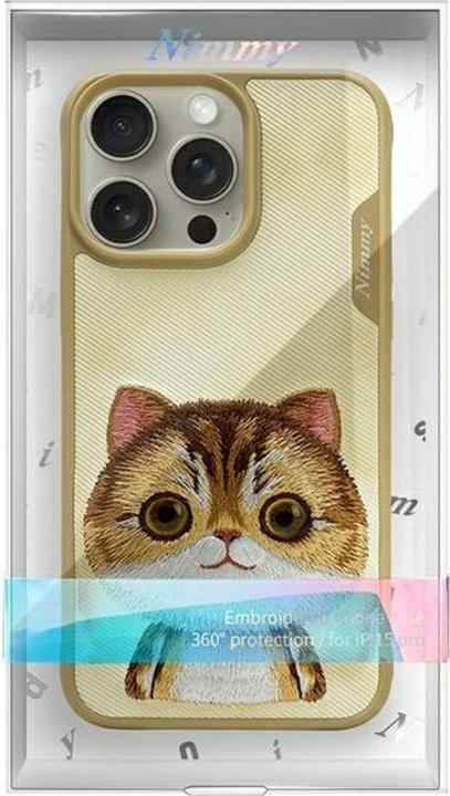 Actual product image Nimmy case iPhone 15 Pro Max 6.7" khaki Big Eyed Pet 2.0 Cat (Apple iPhone 15 Pro Max)