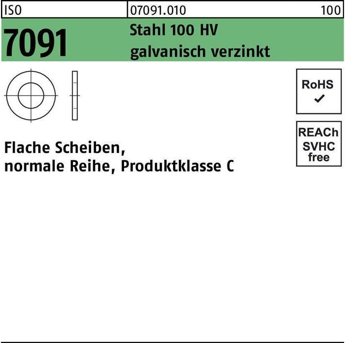 Produktbild Unterlegscheibe ISO 7091 12 Stahl 100 HV galvanisch verzinkt