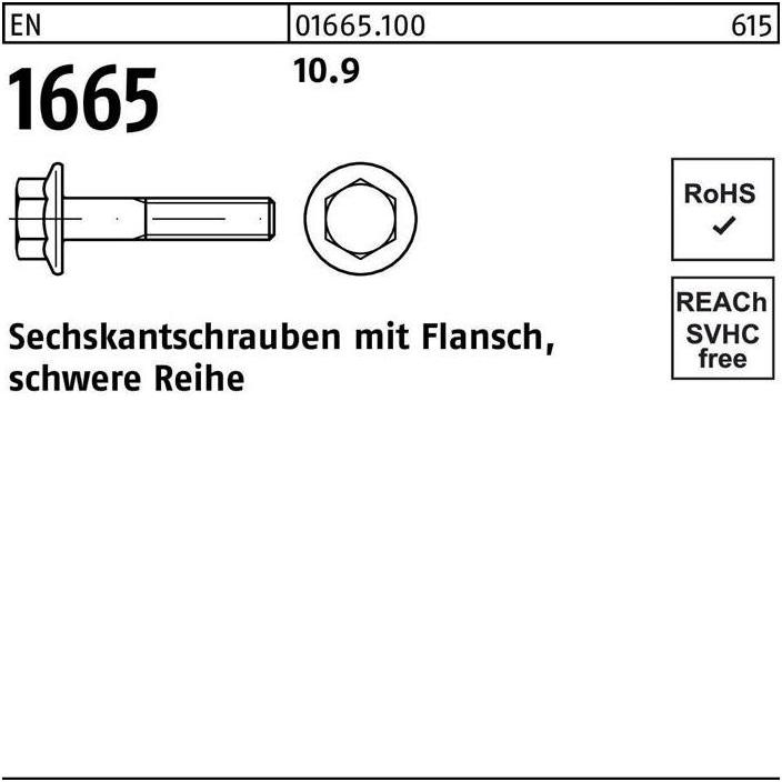 Thumbnail - Reyher, Schrauben, Sechskantschraube EN 1665 m.Flansch M 12 x 80 10.9 (50 Schrauben pro Stück)