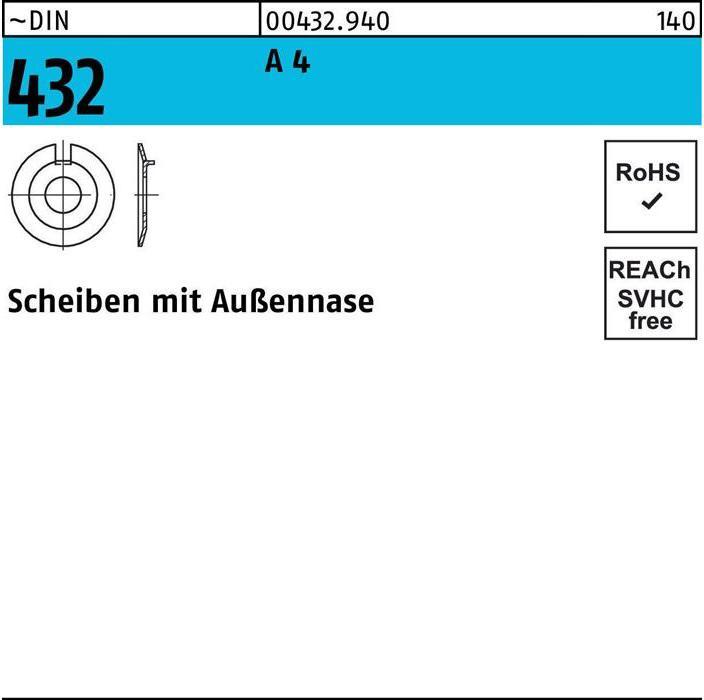 Image du produit Rondelle DIN 432 avec nez extérieur 4,3 A 4