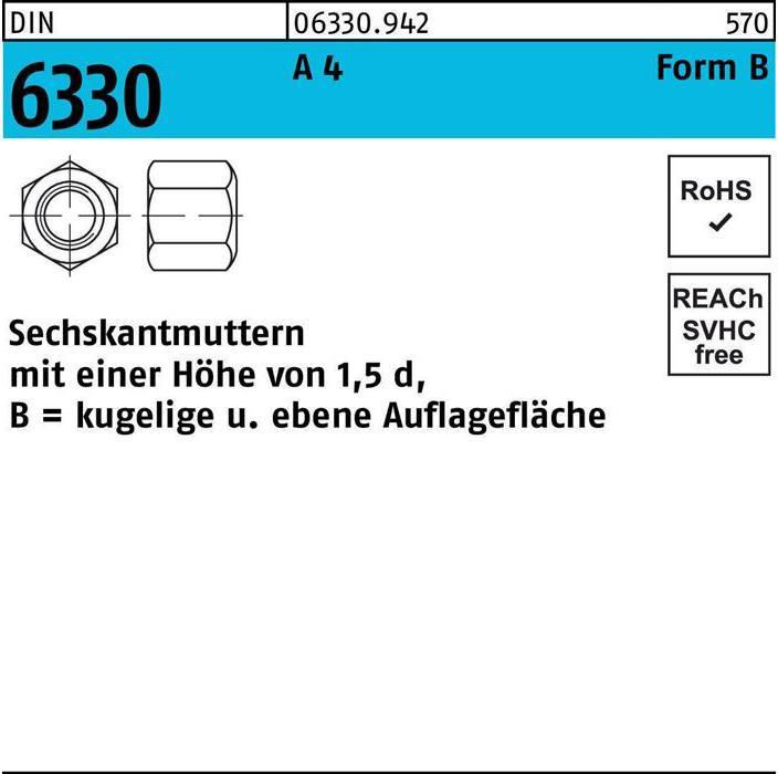 Produktbild Sechskantmutter DIN 6330 Form B BM 10 SW 17 A 4 (M10)