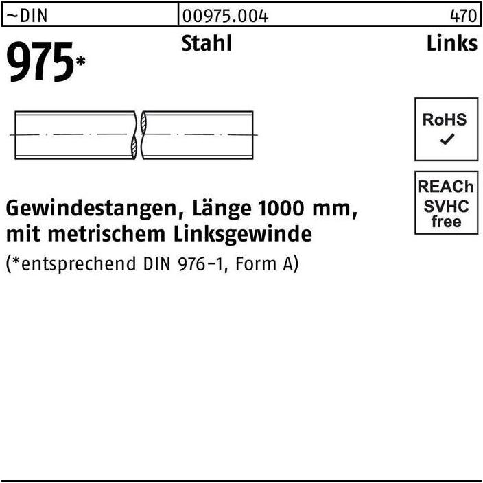 Thumbnail - Zubehör Befestigungstechnik, Gewindestange DIN 975 links M 16 -LH x 1000mm Stahl