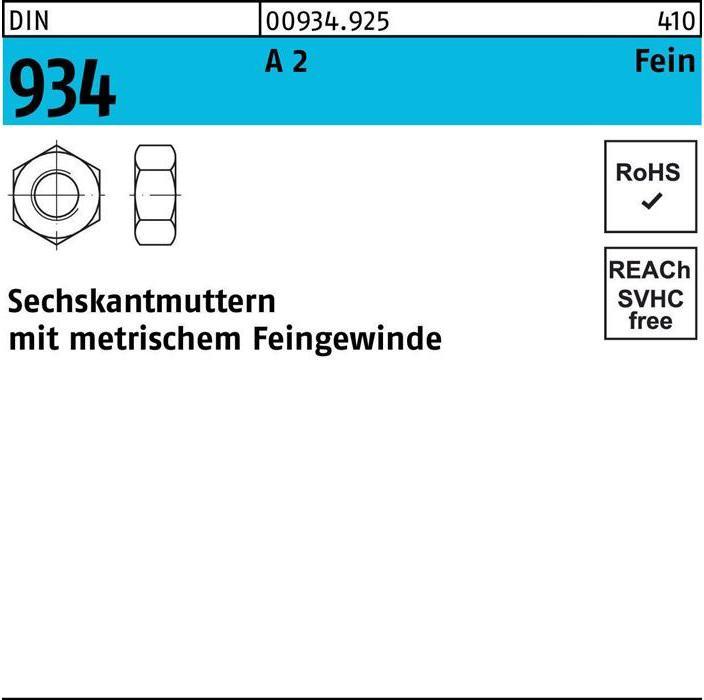 Actual product image Reyher Hexagon nut DIN 934 M 10 x 1.25 A 2 (- 70) (M10)