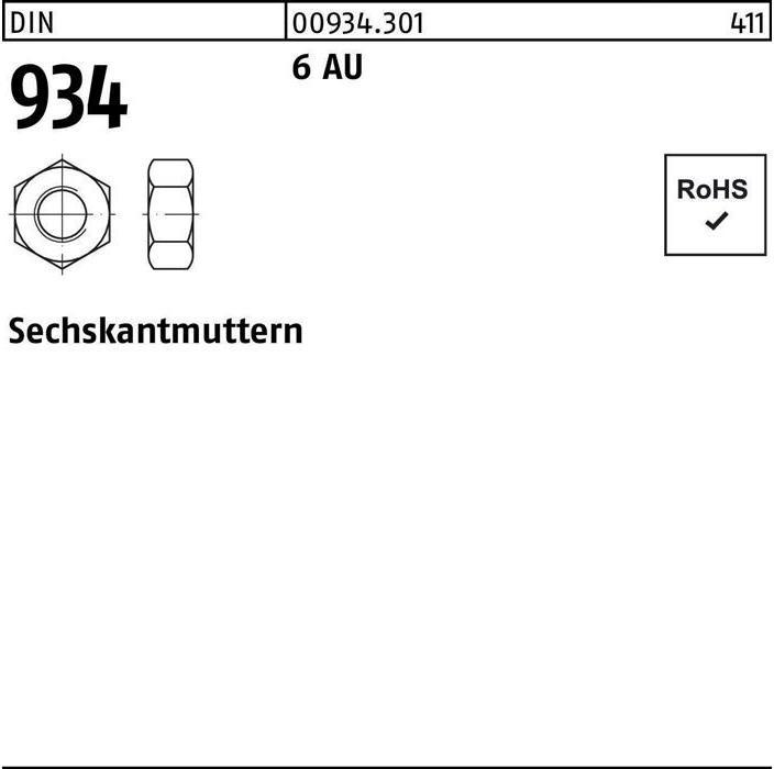 Produktbild Sechskantmutter DIN 934 M 39 6 Automatenstahl (M39)