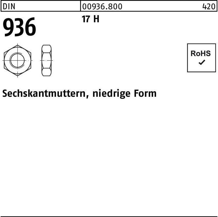 Actual product image Hexagon nut DIN 936 M 36 17 H (M36)