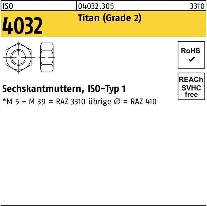Produktbild Bufab Sechskantmutter ISO 4032 M 6 Titan (Grade 2) (M6)