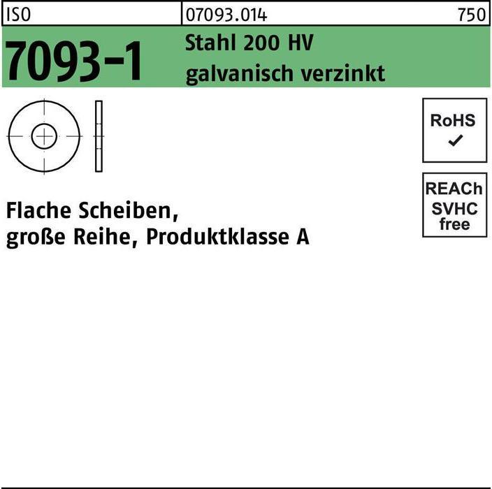 Image du produit Rondelle ISO 7093-1 16 Acier 200 HV électrozingué