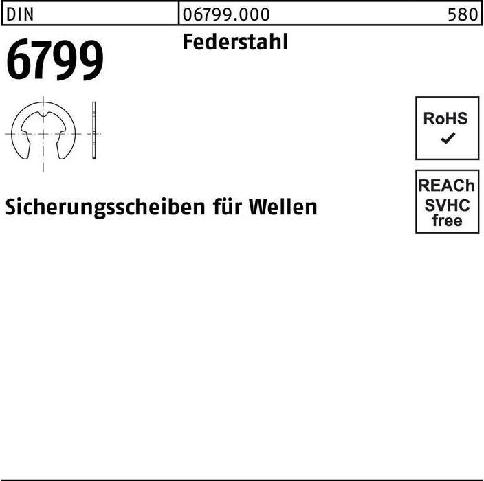 Sicherungsscheibe DIN 6799 f.Wellen 0,8 Federstahl