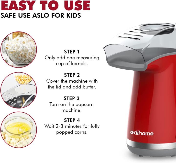 Actual product image Edihome Popcorn Machine Red