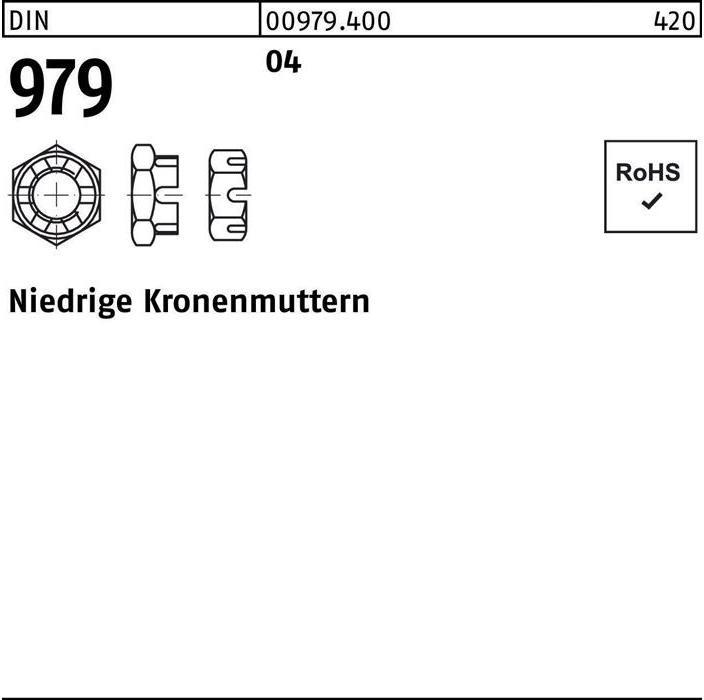 Produktbild Kronenmutter DIN 979 niedrig M 20 Automatenstahl