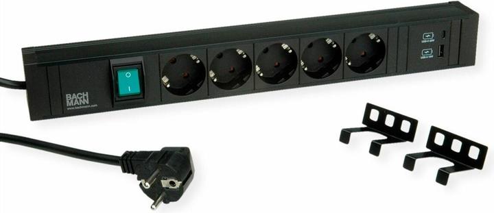 Produktbild Bachmann Handwerkerleiste 12x Schutzkontakt 2m (5x, CEE 7/3, 2 m)