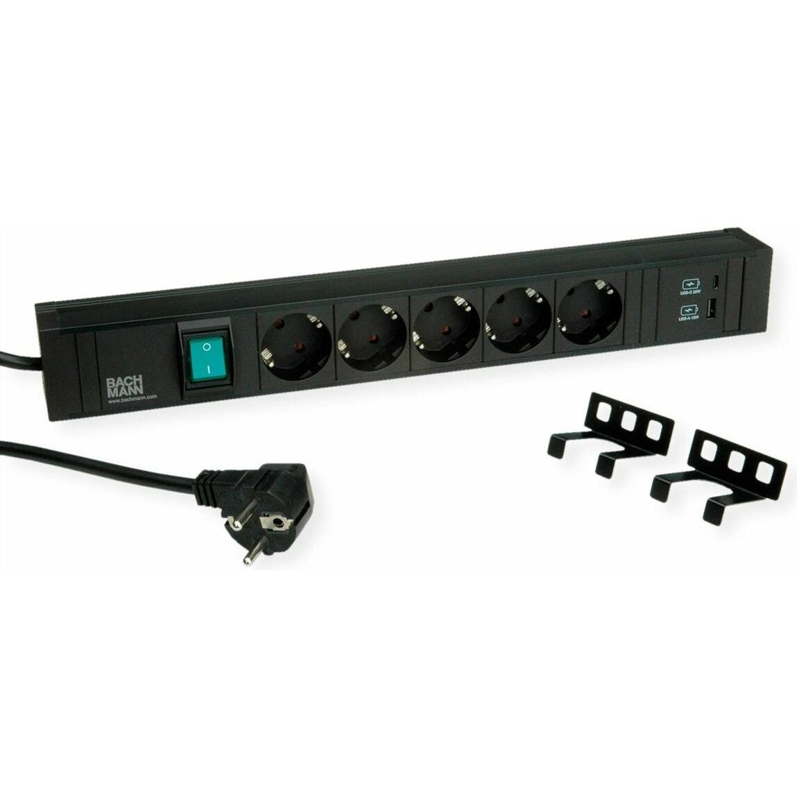 Bachmann Handwerkerleiste 12x Schutzkontakt 2m (5x, CEE 7/3, 2 m) (420.0211)