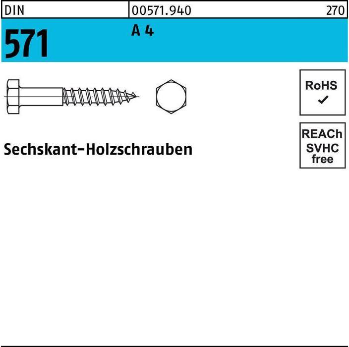 Produktbild Sechskantholzschraube DIN 571 16 x 180 A 4 (10 Schrauben pro Stück)