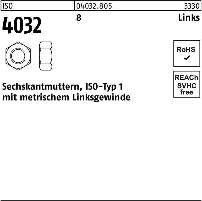 Produktbild Bufab Sechskantmutter ISO 4032 links M 24 -LH 8 (M24)