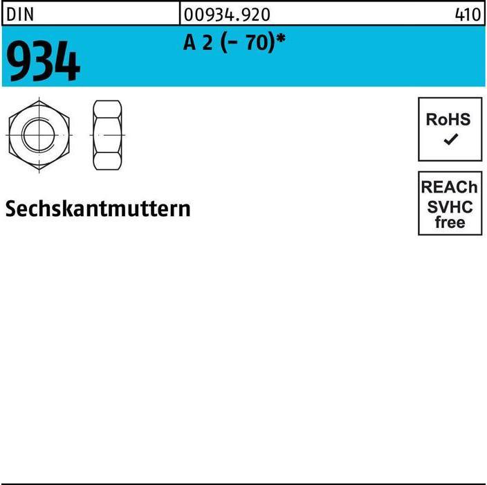 Produktbild Sechskantmutter DIN 934 M 10 A 2 (- 70) (M10)