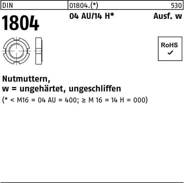Produktbild Nutmutter DIN 1804 M 40 x 1,5 Automatenstahl/14 H
