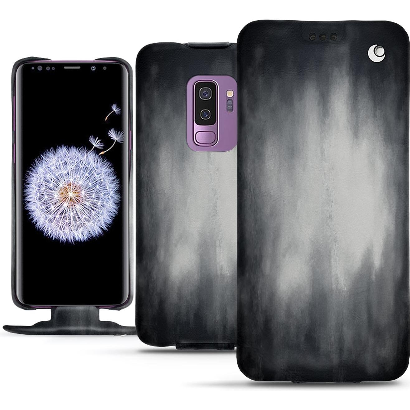 Noreve Lederschutzhülle vertikal (Samsung Galaxy S9+), Smartphone Hülle, Grau