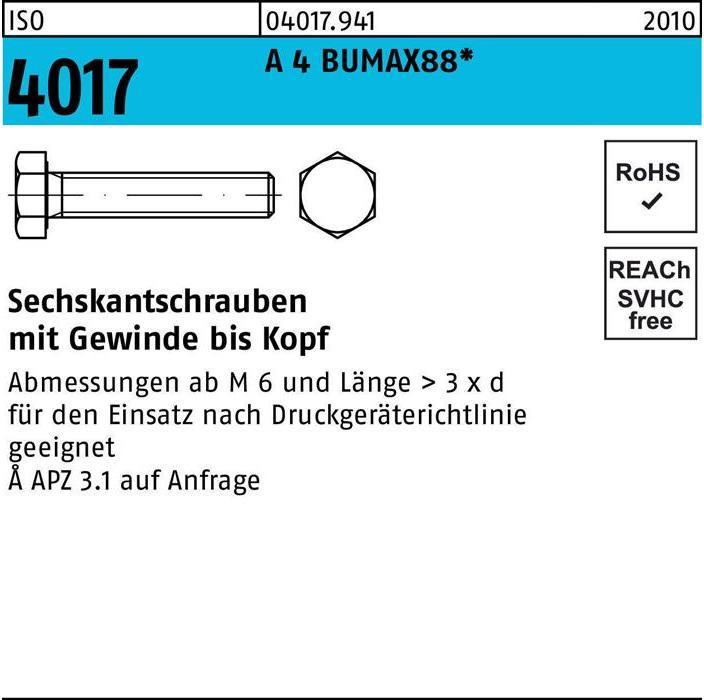 Actual product image Bufab Hexagon head screw ISO 4017 VG M 10 x 50 A 4 BUMAX88 (50 Screws per piece)