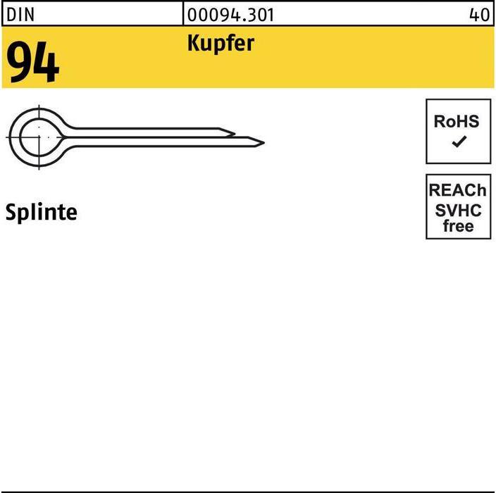Actual product image Split pins DIN 94/ISO 1234 4 x 25 copper