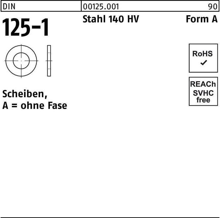 Actual product image Washer DIN 125-1 Form A 21 x37 x3 Steel 140 HV