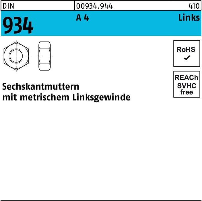 Produktbild Sechskantmutter DIN 934 links M 14 -LH A 4 (- 70) (M14)