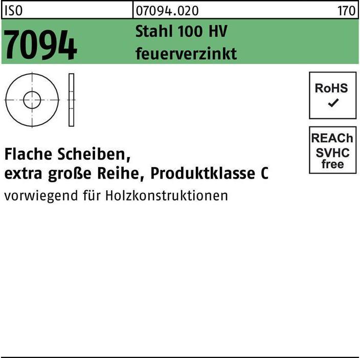 Produktbild Unterlegscheibe ISO 7094 16 Stahl 100 HV feuerverzinkt
