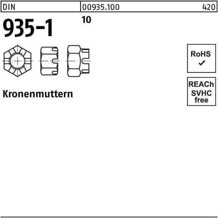 Thumbnail - Muttern + Unterlegscheiben, Kronenmutter DIN 935-1 M 24 10