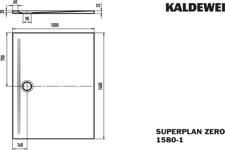 Produktbild Kaldewei Superplan Zero Duschfläche, 140x100cm, 35800001