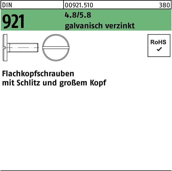 Image du produit Vis à tête plate DIN 921 fendue M 3 x 6 4.8/5.8 électro-zingué (100 Vis par pièce)