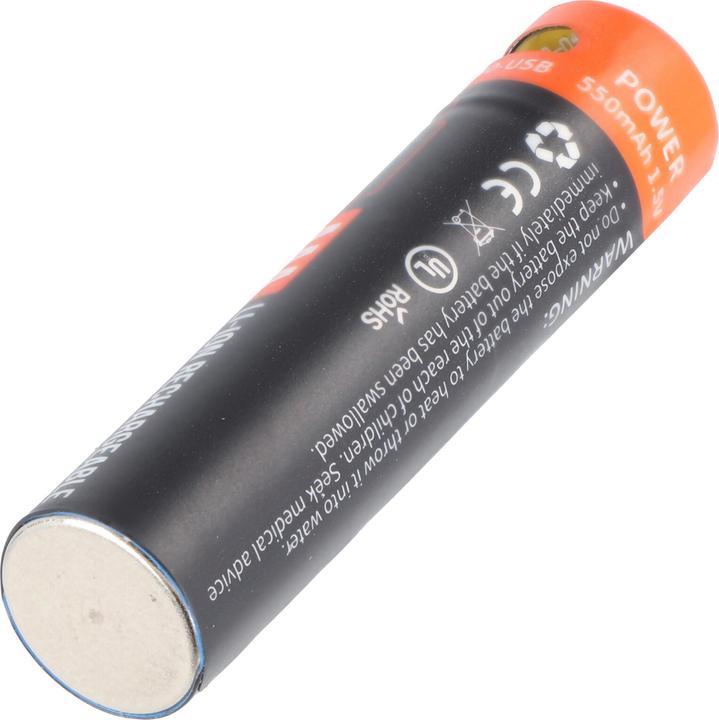 Immagine prodotto AccuCell Rundzelle AAA, Li-ion, 1,5V, mit USB-Ladeanschluss (1 pz., AAA, 550 mAh, Caricabatterie senza batteria)