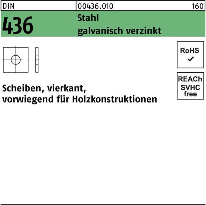 Actual product image Reyher Washer DIN 436 square 33 x 95 x 6 galvanised steel