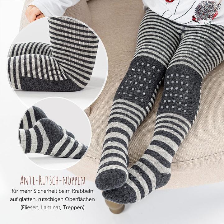 Produktbild La Loona LaLoona Baby-Strumpfhosen Krabbelstrumpfhose - Streifen Grau - (86/92)